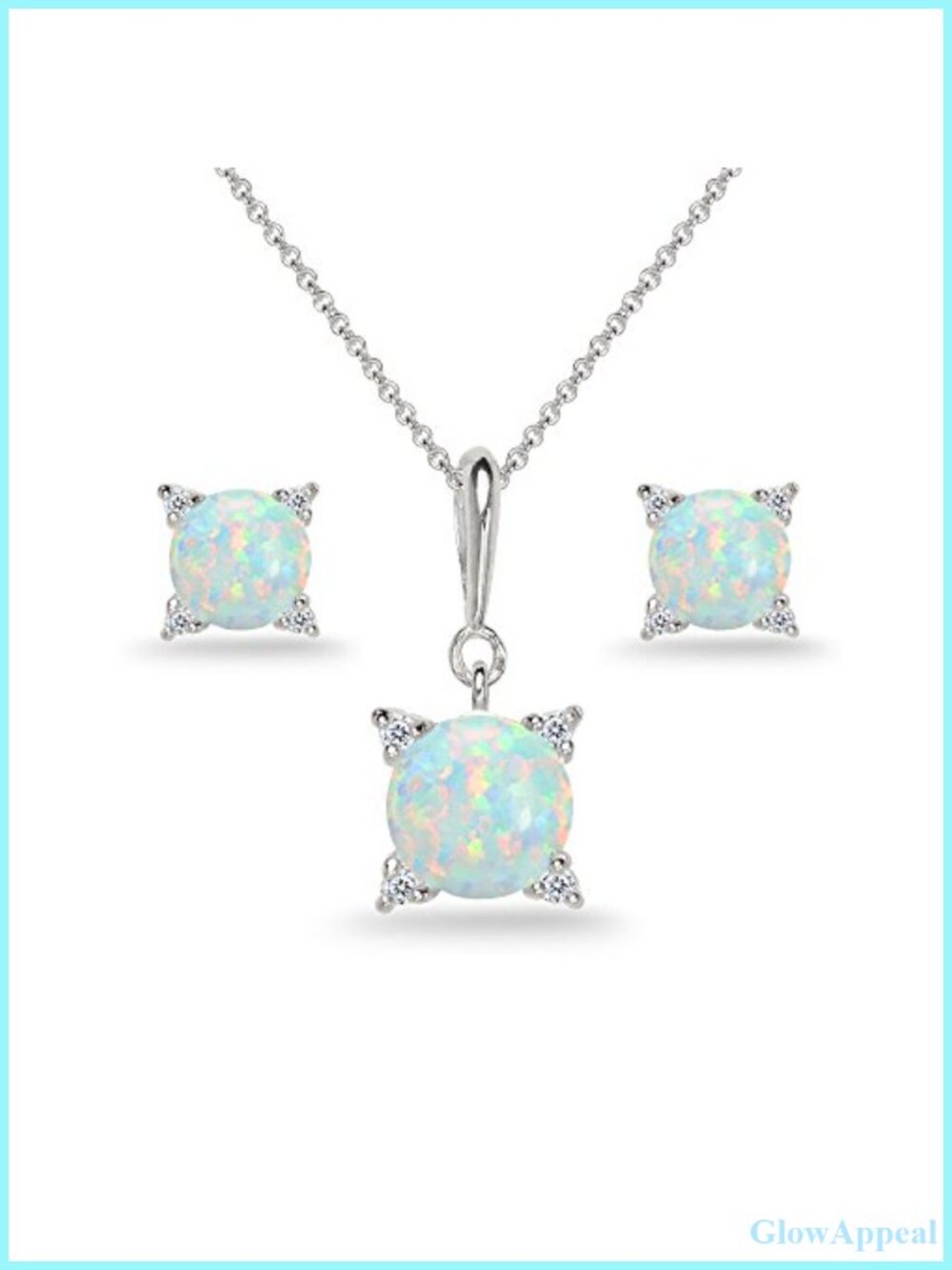 Sterling Silver Gemstone Solitaire Necklace & Stud Earrings Set
